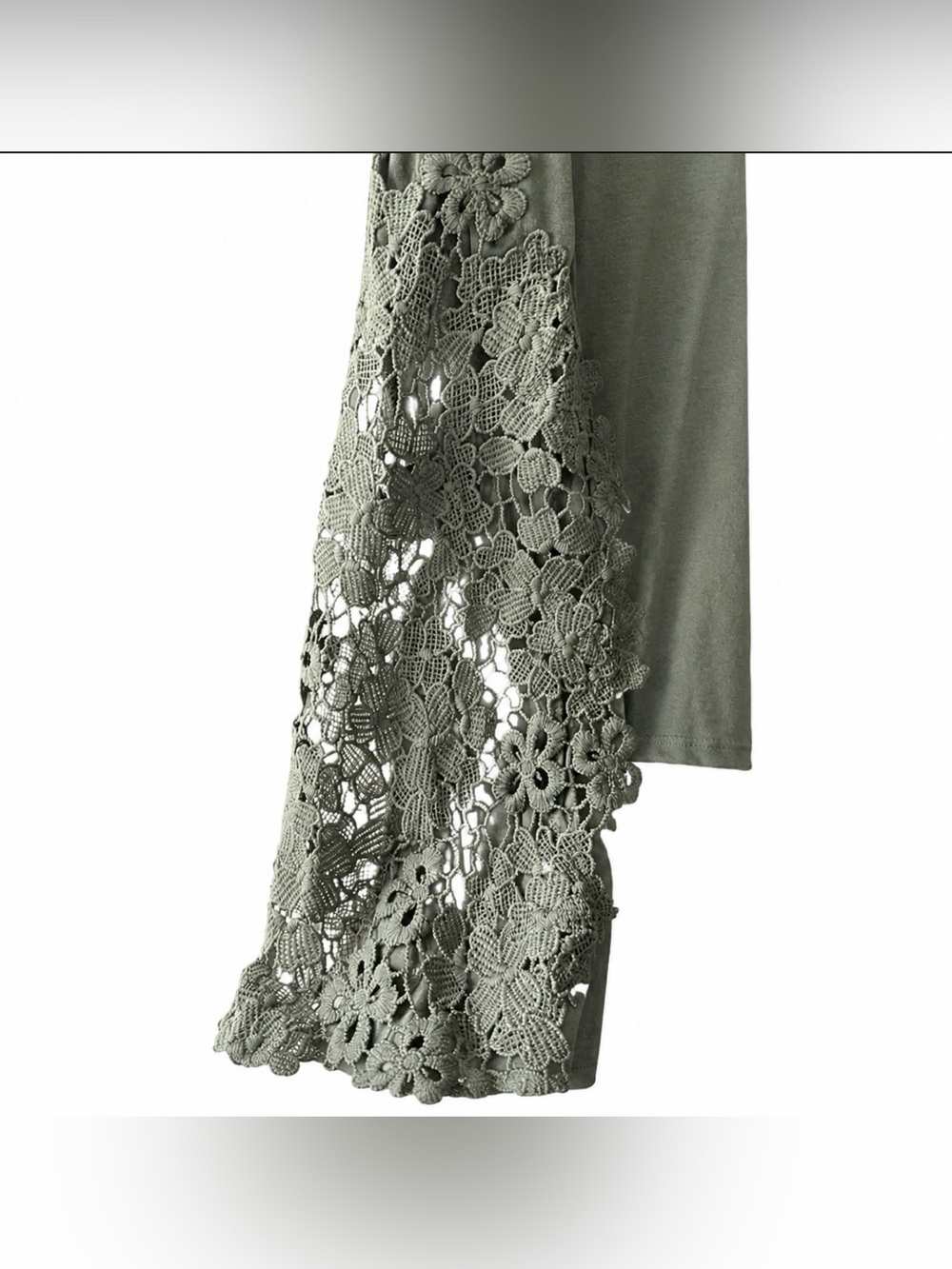 Cable & Gauge Sage Green Soft Knit Blouse with Lace Sleeve M Beautiful - Picture 6 of 6